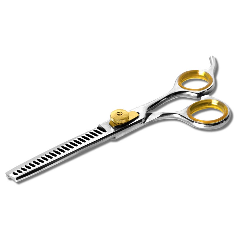 Sharf Professional Thinning Shears: Sharp 440C Japanese Steel Chunkers, 6.5" 22-Teeth Gold Touch Dog Grooming Scissors with Easy Grip Handles - Image 3
